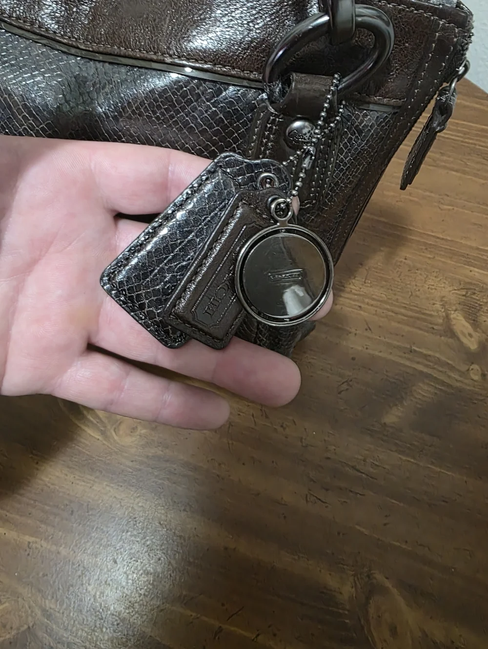 Coach Kristin ,black Python With Gunmetsl Hardware